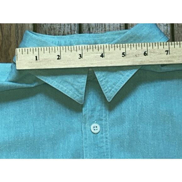 Neiman-Marcus Men's Large 100% Cotton Pale Green Short Sleeve Button Up Shirt - Picture 6 of 9